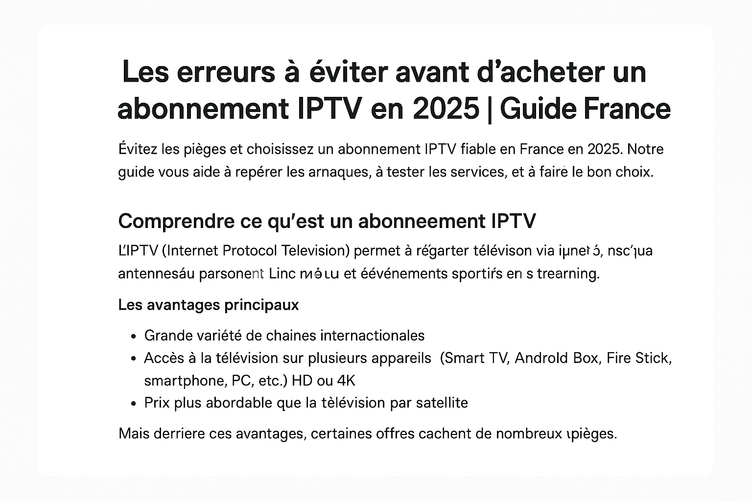 IPTV erreurs